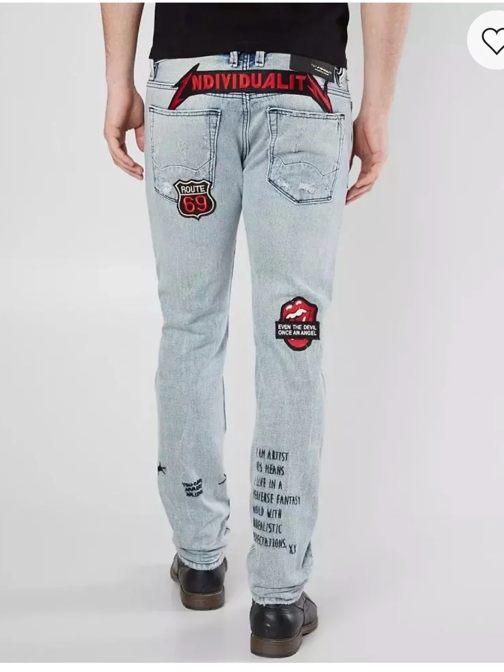 Cult of Individuality Slim Distressed Patchwork Rocker Grunge Men's Jeans 36x33